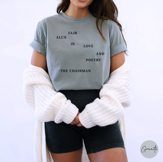 All's Fair In Love & Poetry Tee, Tortured T-shirt, TPD Tees, Music Lovers