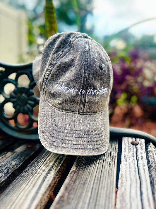 Vintage Embroidered Cap, Take Me to the Lakes Hat, Folk, Lore Hat, Vintage Hats